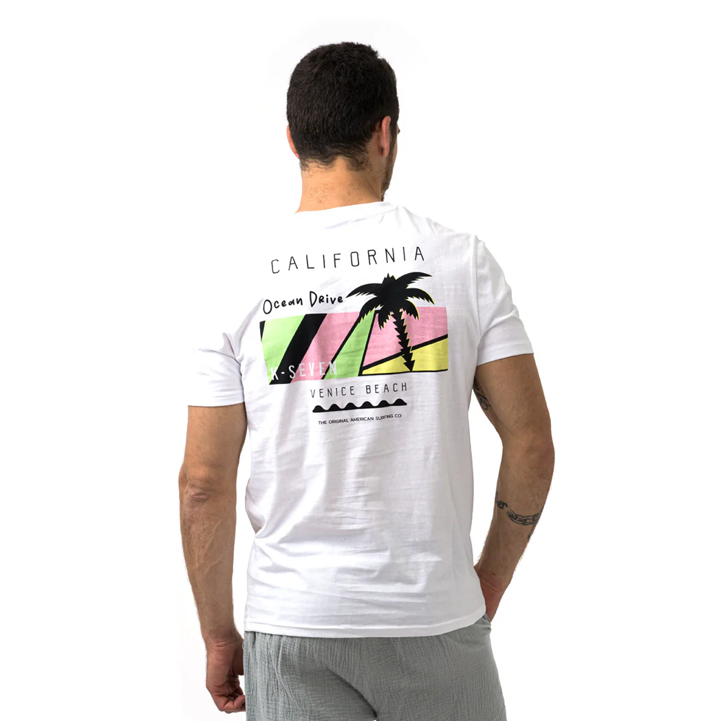 חולצה לבנה מודפסת דו צדדית California גברים L-XXXL - Image 5