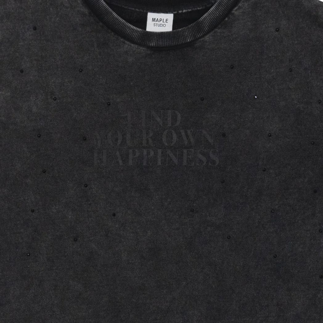 סווטשירט שטוף עם ניטים Find Your Own Happiness נשים - Image 3