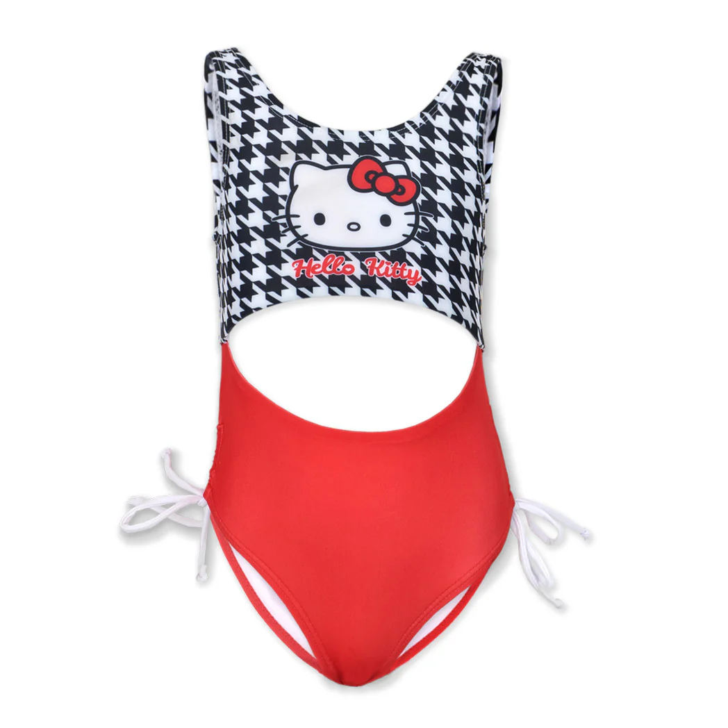 בגד ים שלם Hello Kitty אדום לבן בנות - Image 3