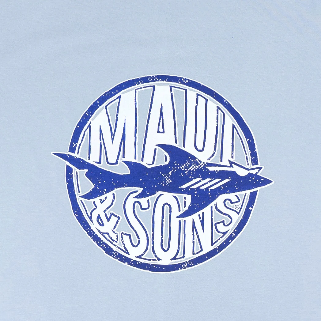 חולצת Maui & Sons תכלת מודפסת כריש גברים - Image 4