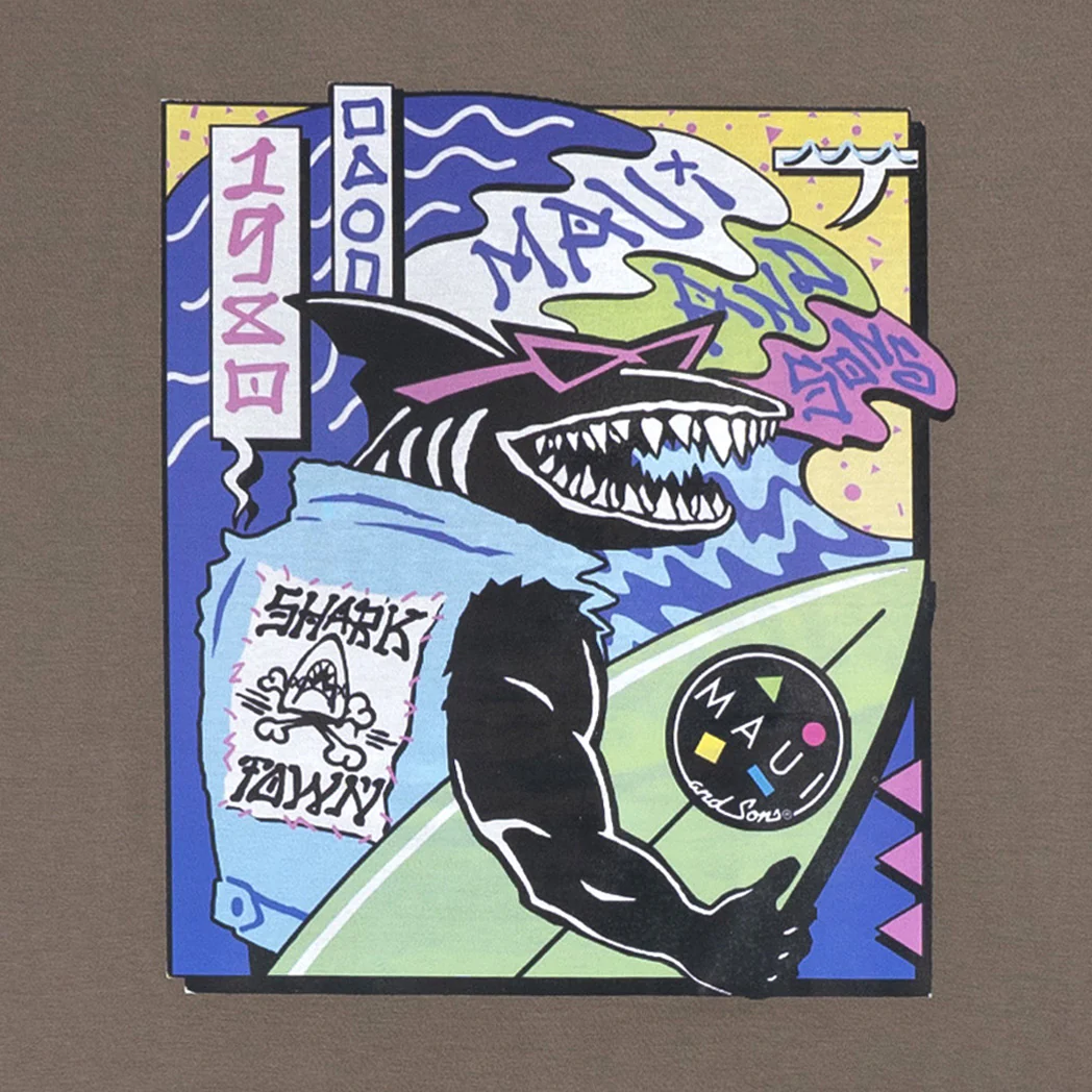 חולצת Maui & Sons מודפסת Shark Town גברים S-XXXL - Image 4